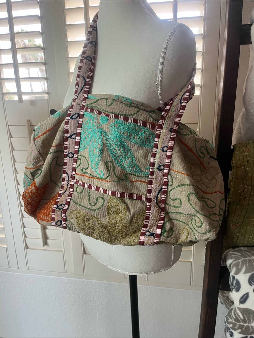 SIOAK One-of-a-Kind Embroidered Quilted Boho Oversized Shoulder Bag